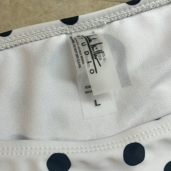 Nicole Miller Bottom Bikini Polka Dot Tankini Swim White Black Size L - Picture 4 of 9